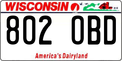WI license plate 802OBD