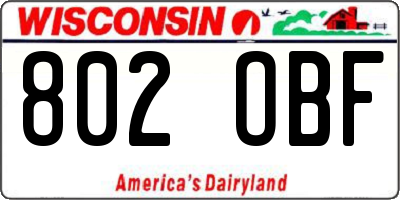WI license plate 802OBF