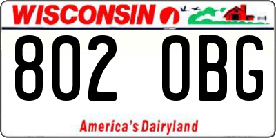 WI license plate 802OBG