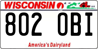 WI license plate 802OBI