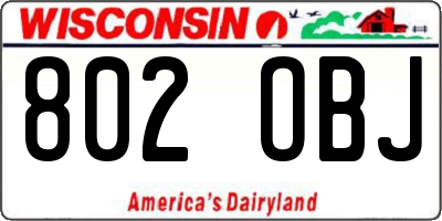 WI license plate 802OBJ
