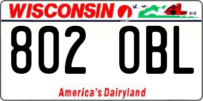 WI license plate 802OBL