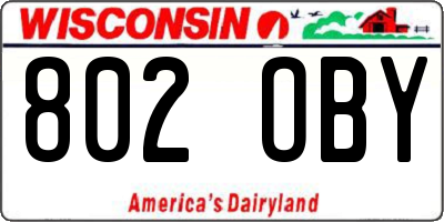 WI license plate 802OBY