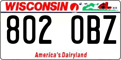 WI license plate 802OBZ