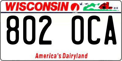 WI license plate 802OCA