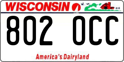 WI license plate 802OCC