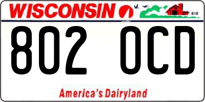 WI license plate 802OCD