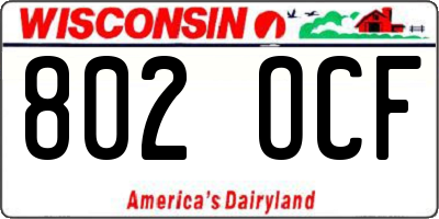 WI license plate 802OCF