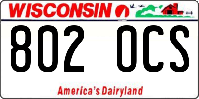 WI license plate 802OCS