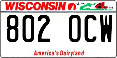 WI license plate 802OCW