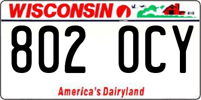 WI license plate 802OCY