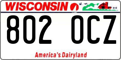 WI license plate 802OCZ