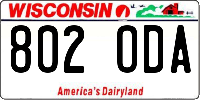 WI license plate 802ODA