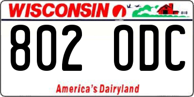 WI license plate 802ODC