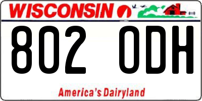 WI license plate 802ODH