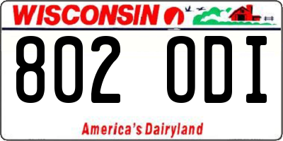 WI license plate 802ODI