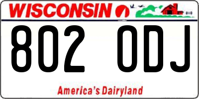 WI license plate 802ODJ