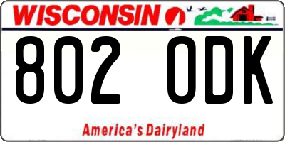 WI license plate 802ODK