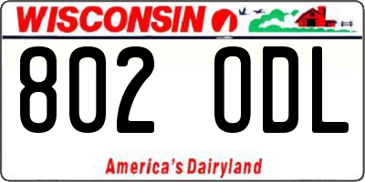 WI license plate 802ODL