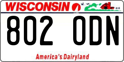 WI license plate 802ODN