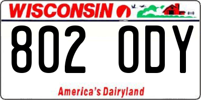 WI license plate 802ODY
