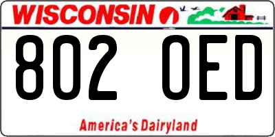 WI license plate 802OED