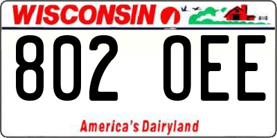 WI license plate 802OEE