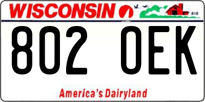 WI license plate 802OEK