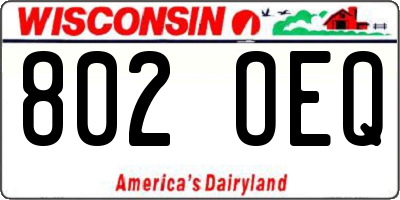 WI license plate 802OEQ