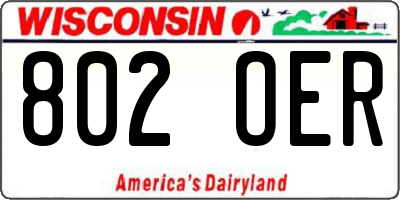 WI license plate 802OER