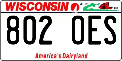 WI license plate 802OES