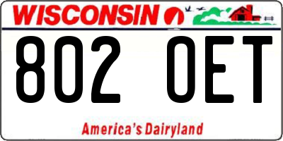WI license plate 802OET