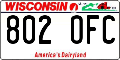 WI license plate 802OFC