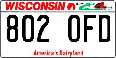 WI license plate 802OFD