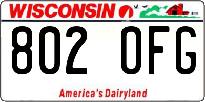 WI license plate 802OFG