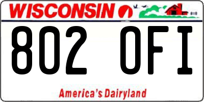 WI license plate 802OFI