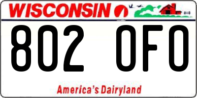WI license plate 802OFO