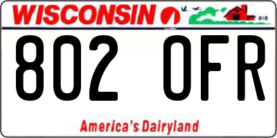 WI license plate 802OFR
