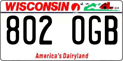 WI license plate 802OGB