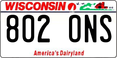 WI license plate 802ONS