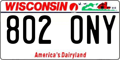 WI license plate 802ONY