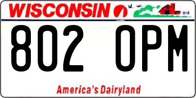 WI license plate 802OPM