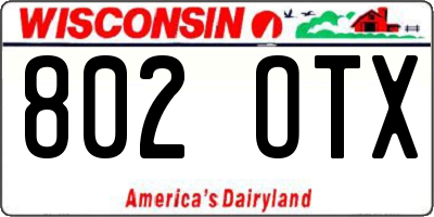 WI license plate 802OTX
