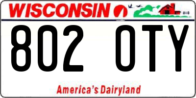 WI license plate 802OTY