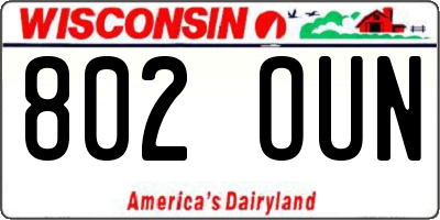 WI license plate 802OUN