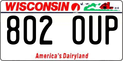 WI license plate 802OUP