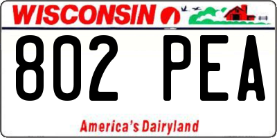 WI license plate 802PEA