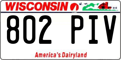 WI license plate 802PIV
