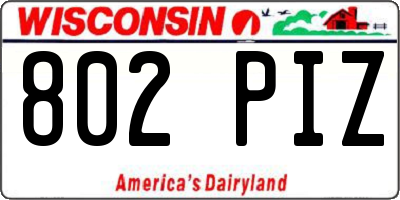 WI license plate 802PIZ