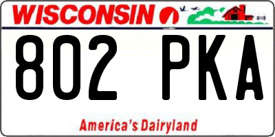 WI license plate 802PKA